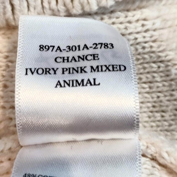 Rails Womens S Chance Ivory Pink Mixed Animal Cotton Wool Cashmere Blend Sweater - Picture 8 of 10